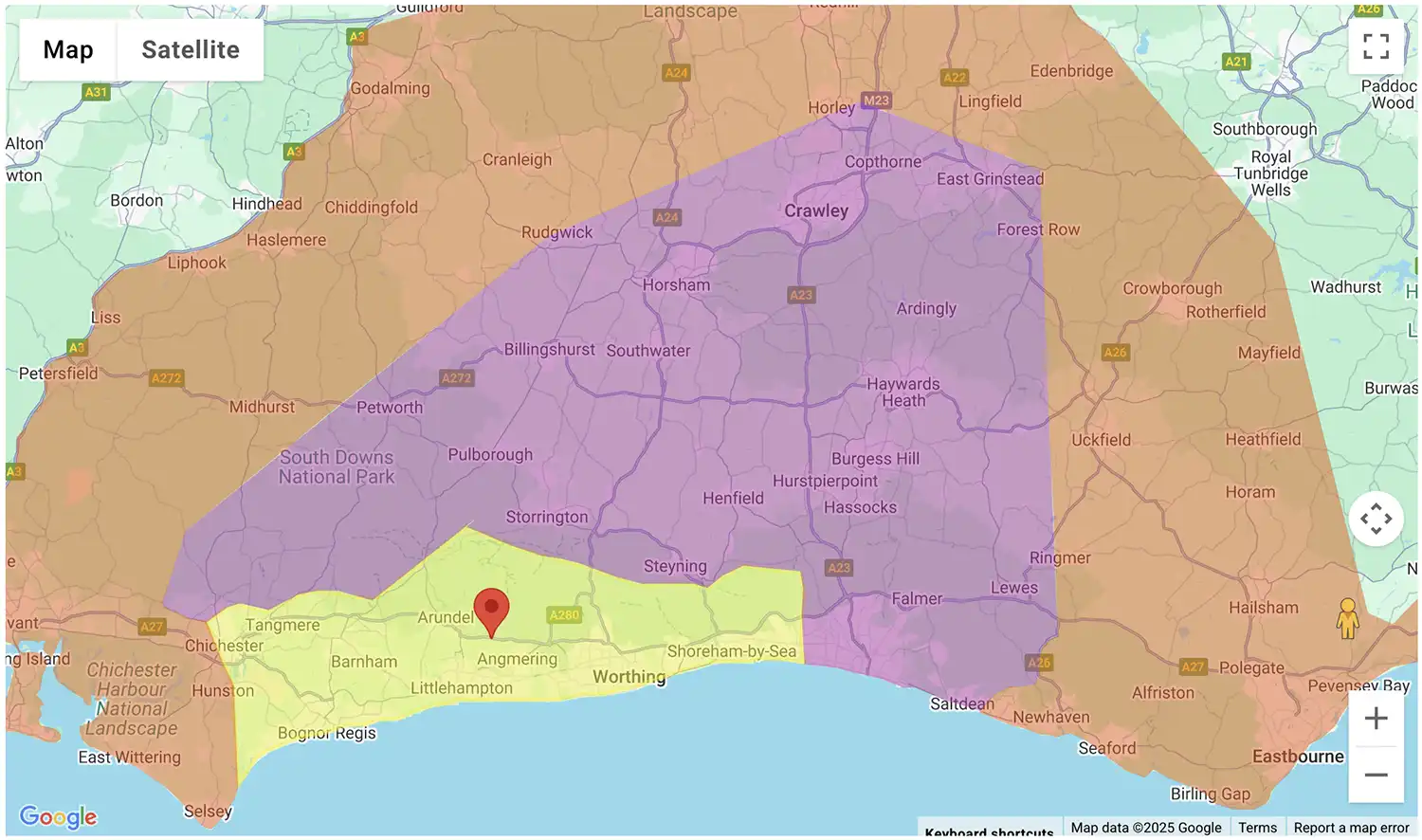 Gas Bottles Polegate delivery zone map - click to see on BBQ Gas Bottles